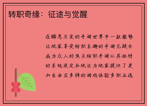 转职奇缘：征途与觉醒